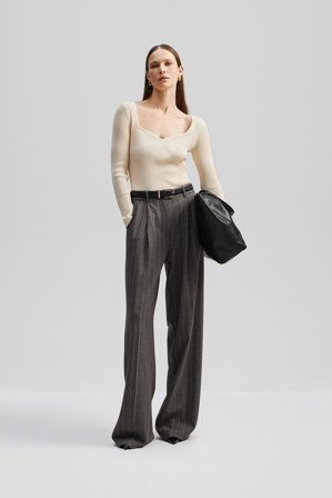 Malina - Carlotta pants - L - Grey Pinstripe
