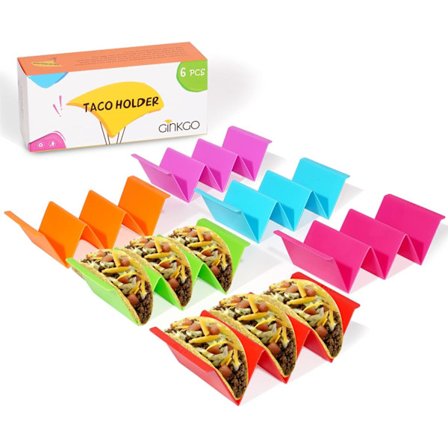 Fargerike Tacoholdere sett med 6 store Taco-brettstativer for fest, hver kan holde 2 eller 3 tacos, Premium Taco Bar Tilbehør