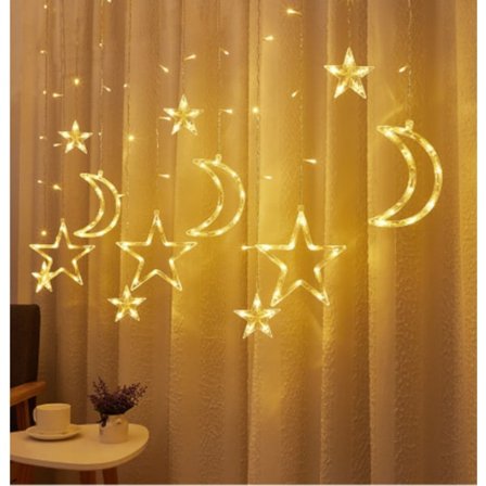 Fjärrkontroll stjärn-måne isbar lampa LED dekorativ färgad lampa varm vit