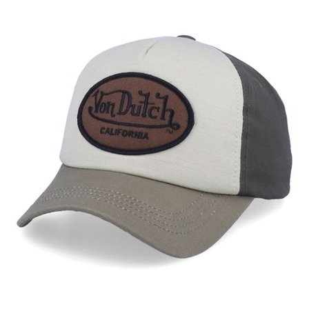 Von Dutch - Beige adjustable Keps - Oval Patch Beige/Olive Adjustable @ Hatstore