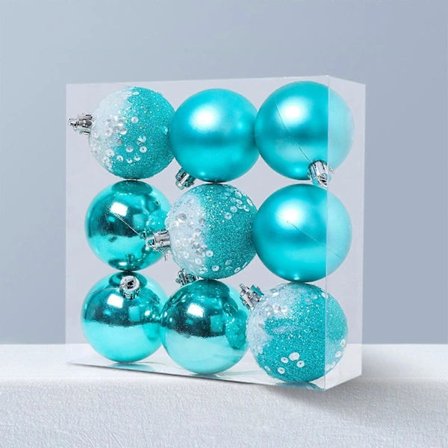 XIUH Julrea! 9 stk. Blå Juletræspynt Sæt med Kroge, Kompatibel med Juledekoration Blå