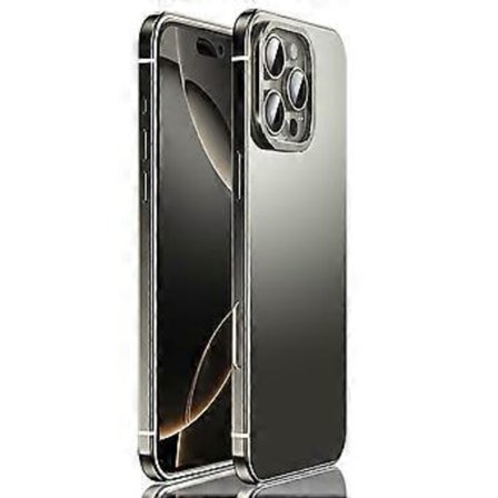 IM-CHEN Skal för iPhone 16 Pro Max Rostfritt Stålram + Transparent PC Baksida Skyddande Skal (Stil B)