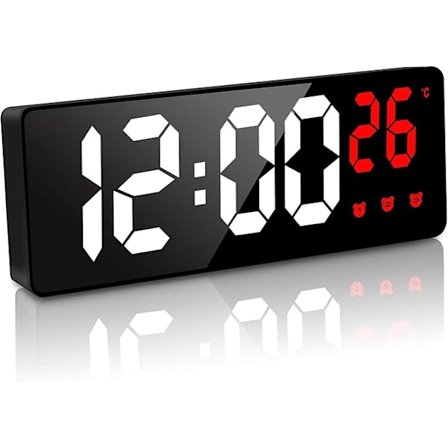 Digitalt vækkeur, 6,7 " LED digitalt vækkeur med temperatur/stemmeaktiveret/ikke-tikkende/snooze/dato tid justerbar lysstyrke til børn