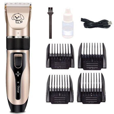 Hunde Clippers, USB Genopladelig Trådløs Hunde Grooming Kit, Elektrisk Kæledyr Hår Trimmere Shaver Saks til Hunde og Katte, Stille, Vaskbar 2pakker