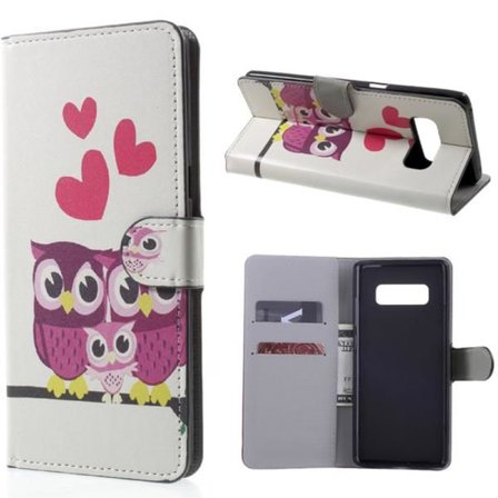 Plånboksfodral Samsung Galaxy Note 8 – Ugglor & Hjärtan