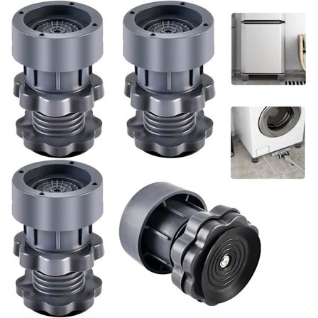 Antivibrationsmatta för tvättmaskin, 4 st universella tvättmaskinsdynor, justerbar 7 till 10 cm antivibrations- och ljuddämpande tvättmaskinsstöd