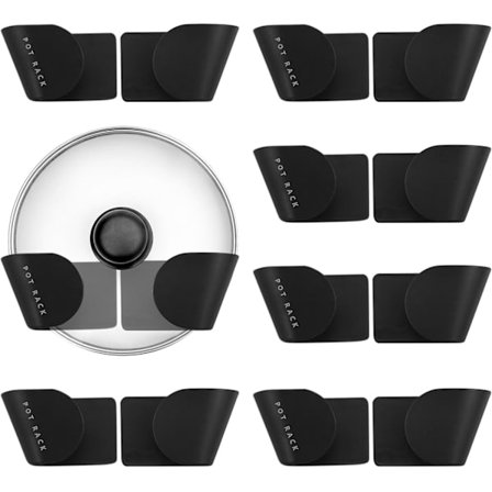 Parit Säädettävät kaapin oven kannen pidikkeet, säädettävä kattilan kannen järjestäjä (musta)