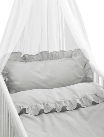 Borganäs of Sweden 2-Dels Set Volang Vit Spjälsäng - Grey - 1ST 100X130CM