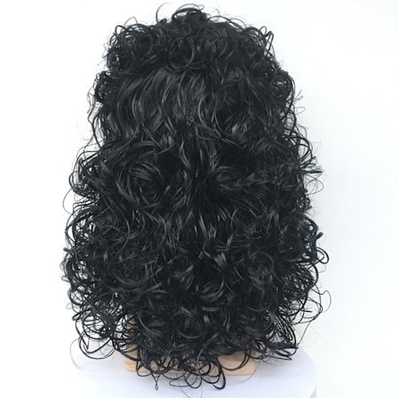 Mote Mann Svart Lang Herre Parykk Fest Parykk Kjekk Kul Parykk