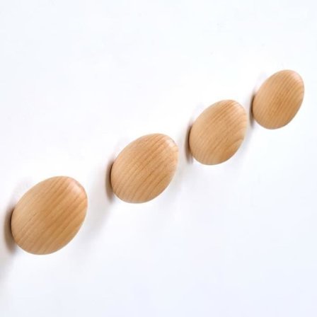 (Naturbøk) Kleshenger i tre - Natur - Eggform - Maks belastning 5 kg - 4 veggkroker