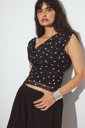 NA-KD Dropped Shoulder Top - Off shoulder-toppe - Dotted - XS