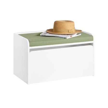 Rootz Leksakskista med sittdyna - Bänk - Förvaringslåda för barn - Flyttbar med hjul - Lastkapacitet 100 kg - Grön Vit - 60cm x 35cm x 34cm