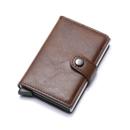 PU Aluminium Legering Kort Holder Mænds Brems Kort Ud Mænds Tegnebog - Brun