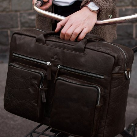 Bolsa de viaje de cuero marrón Combi Montreal para hombres - Bolsos de cuero