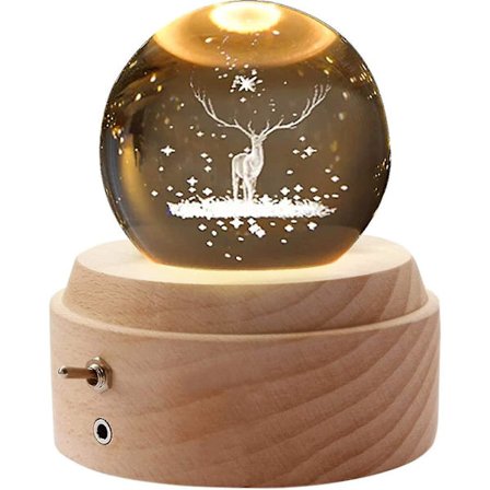 Krystallkule Musikksnurreboks, 360 Roterende, Tretrebase, Glød Om Natten Med Projeksjon, Bursdagsfest Valentinsdag Jul Morsdag