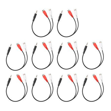 10 st 3,5 mm hane till dubbla RCA hona ljudadapter stereo hörlursutgång