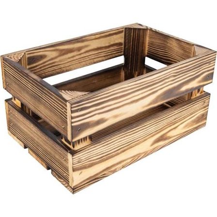 Säilytyslaatikko - CREATIVE DECO - Poltettu puu - 30 x 20 x 15 cm