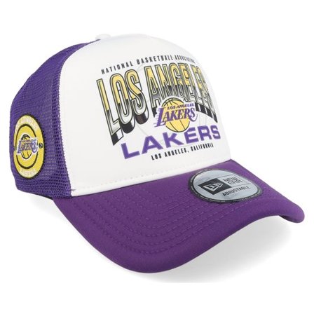 New Era - NBA Vit trucker Keps - Los Angeles Lakers NBA Team Colour White/Purple A-frame Trucker @ Hatstore