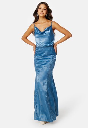 Bubbleroom Occasion Lucie Jacquard Gown Dusty blue Klær