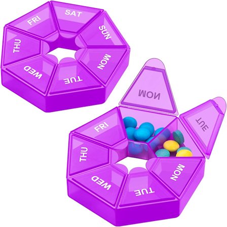 Ugentlig pilleorganisator, 2 stk. bærbar pilleæske medicinboks
