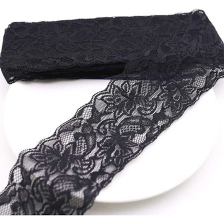 2,56 tum svart spetsband, 10 yards brett för bröllopsdekoration