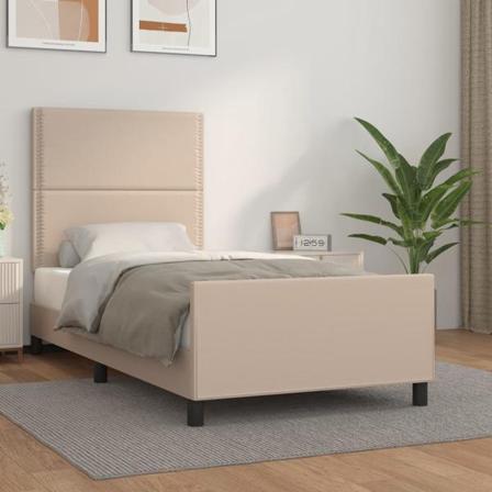 Vidaxl Sängram Med Huvudgavel Cappuccino 90x200 Cm Konstläder Brun
