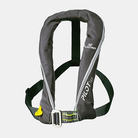 Chaleco salvavidas inflable Plastimo Pilot 165N Harness, automático, negro, con anillo para línea de seguridad, Talla Única (40+ kg) + cartucho de CO2