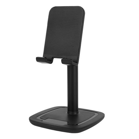 Sort Aluminium Legering Desktop Mobiltelefon Stand Foldbar Teleskopisk Skrivebord Mobiltelefon Holder