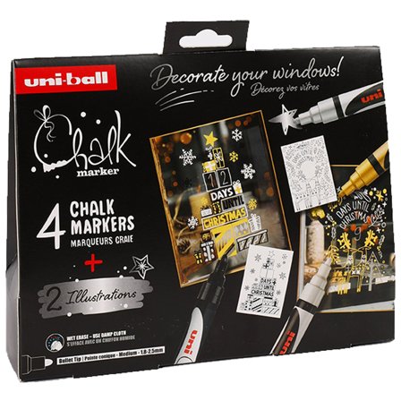 Uni Chalk Marker PWE-5M XMAS 4-sett