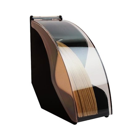 Stor kaffefilterhållare i akryl med lock, konformade kaffefilter, servetdispenser, hylla, behållare, svart