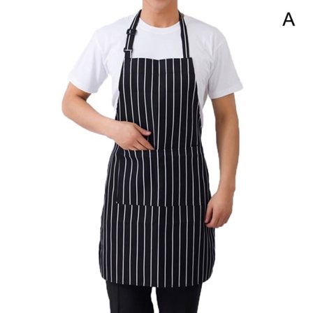Justerbart halvlångt Vuxenförkläde Randigt Restaurang Kockförkläde Utomhuscamping BBQ Picknick Kök Kockförkläde med 2 fickor
