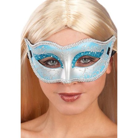 Ansiktsmask - Mask in blue hard PVC with glitter