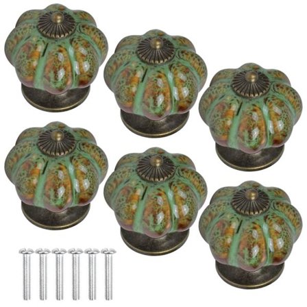 Pakke med 6 keramiske dørhåndtak, 40mm gresskar skuffeknapper, fargeglaserte leopard skap knotter for kjøkkenmøbler kommode