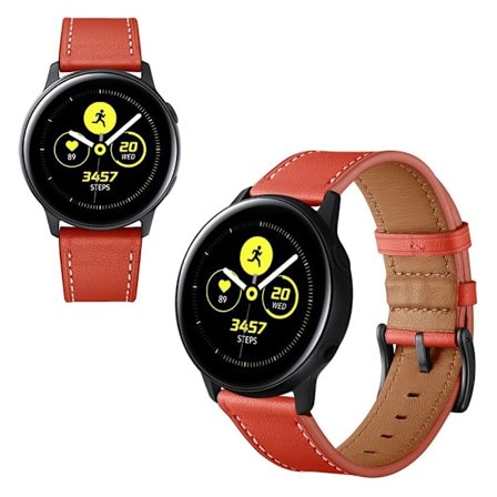 Samsung Galaxy Watch Active / Active 2 - 40mm / Active 2 - 44mm klockarmband i äkta läder - Röd