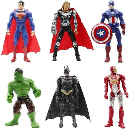 6 stk/sett Iron-man America Hulk figurer ornament for barneleker