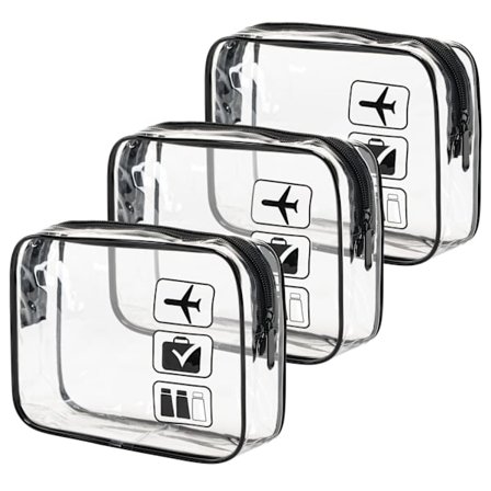 TSA-godkendt toilettaske, 3 stk. gennemsigtige toilettasker i kvartstørrelse