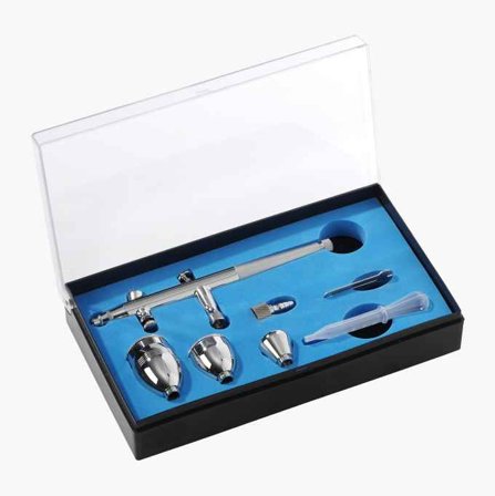 Biltema - Airbrush Lakksprøyte Med Overliggende Kopper 2, 5, 13 ml - Avansert Retusjering, Negle- og Håndverkslakkering, Dyse 0,3 mm