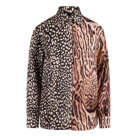 Roberto Cavalli Contrasting Panel Shirt , Bruin , Dames , Maat: L