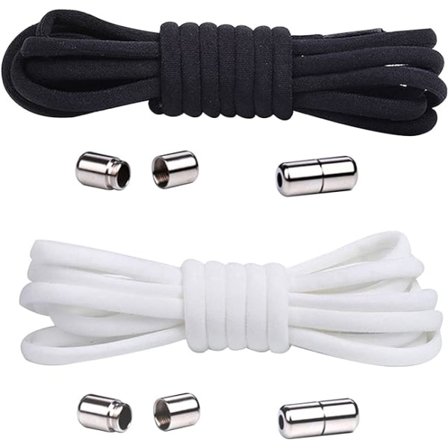 Elastiska skosnören utan knytning, justerbara elastiska löparskosnören utan knytning med metallspännen för barn, vuxna och äldre