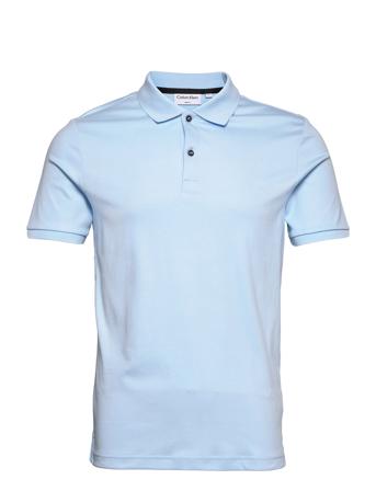 Smooth Cotton Slim Polo Polos Short-sleeved Blå Calvin Klein