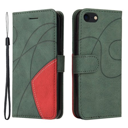 Teksturert læretui med stropp for iPhone SE (2022) / iPhone SE 2020 / iPhone 7 - Grønn