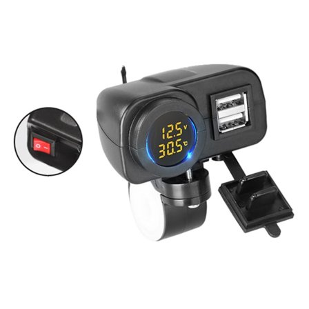 Motorcykel 18W QC3.0 Dual USB Snabbladdare Spänning Temperatur Display Voltmeter