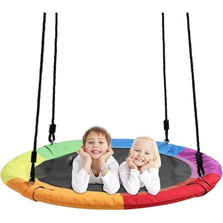 Gungor, puutarhakeinu lapsille, halkaisija 101,6 cm, painokapasiteetti 300 kg ja säädettävät köydet (6 väriä) Sateenkaari