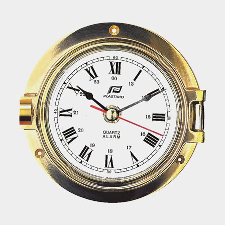 Reloj náutico Plastimo Porthole 4", Ø88/130 mm, latón chapado en oro