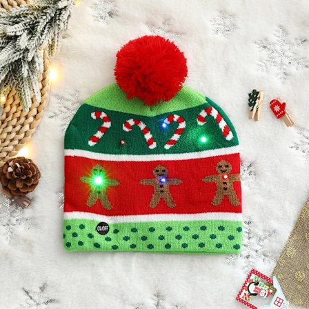 LED Jule Hue Sweater Strikket Beanie Jule Light Up Strikket Hue Jule Gave