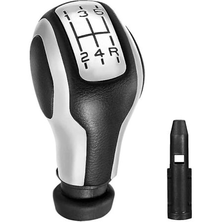 Sort 5-trins Gearskifte Knob med Adapter til Peugeot 106 107 205 206 207 301 306 307 308 406 407 408 508 605 806 807 2008 3008 5008 Citroen C2 C3 C4