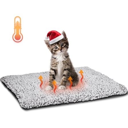 Selvoppvarmende kjæledyrmatte Dyrematte Kjæledyrseng Selvoppvarmende teppe Kattematte uten strøm Myk og luftig Enkel å bruke og liten 60×45cm(Grå)