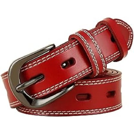 Kvinners Belte Skinny Lær Ensfarget Spenne Enkelt Midje for Jenter Damer Jeans (Farge: Rød, Størrelse: 105)