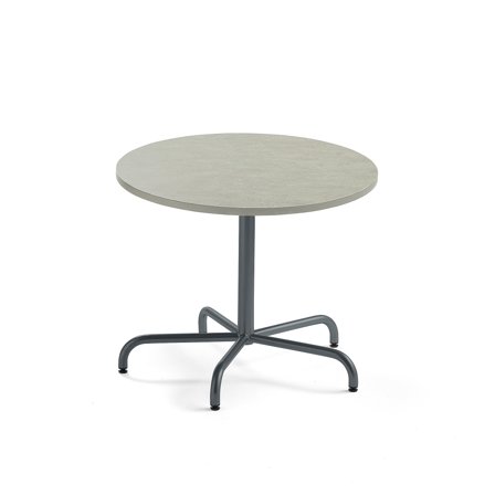 Tisch PLURAL, Ø 900x720 mm, Linoleum-Platte, grau, anthrazit