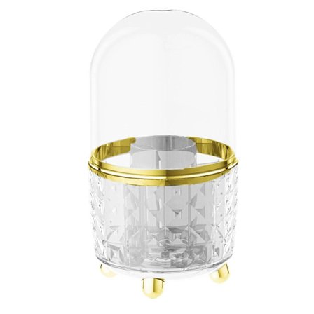 Luksus Diamant Makeup Børsteholder Stor Kapacitet Transparent Opbevaringsboks med Låg Desktop Kosmetikbeholder Organizer